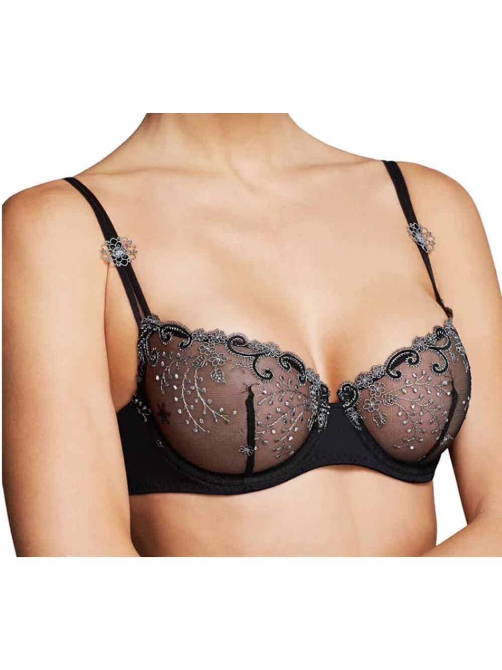 Simone Perele Délice Demi Cup Unlined Underwire Bra Moolight Black Size 30E